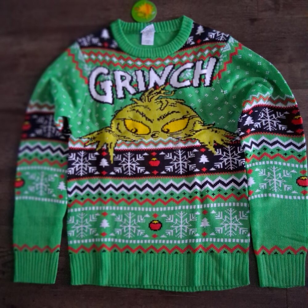 Dr. Seuss The Grinch Knit Ugly Christmas Holiday Sweater